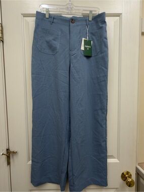 Halara High Waisted Straight Leg Casual Linen-Feel Pants with Pockets size Large